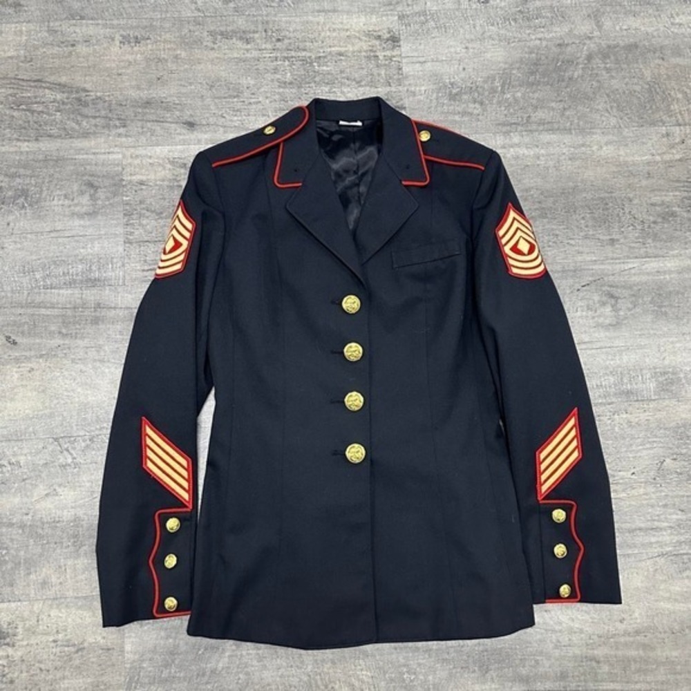 VTG 1989 Female U.S.M.C Service 1st Sergeant Enlisted Dress Coat Size 14R